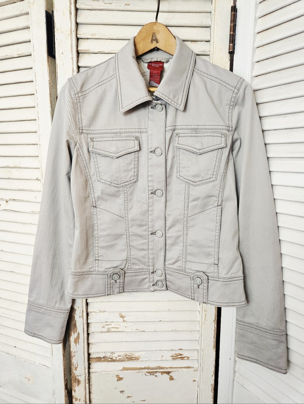 Olsen Europe Light Grey Denim Classic Jean Jacket US 4 Small